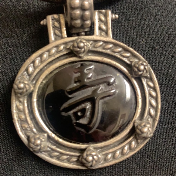 Silver andblack necklace with design. - Picture 5 of 7